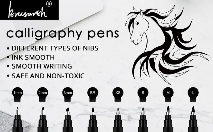 Brusarth Calligraphy Pens,8 Size Calligraphy Pens for Writing,Brush Pens Calligraphy Set for Beginners, Hand Lettering Pens