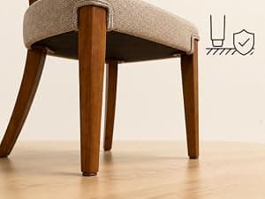 OVENTA Modern Armless Dining Chairs Set of 4, Mid-Century Contemporary Side Chairs with Solid Rubber Wood Legs, Beige Upholstered Fabric Accent Chairs for Dining Room, Kitchen, Living Room