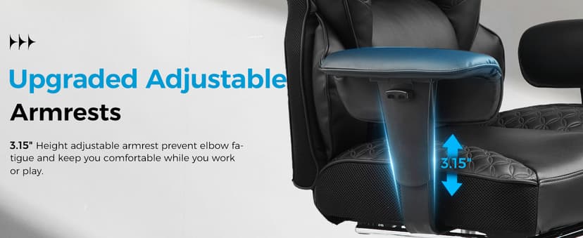 GTRACING Big and Tall Gaming Chair 400lbs Heavy Duty Office Chair with Foot Rest & Ergonomic Pocket Spring Lumbar Support, High Back 3D Saddle Shaped Cushion for Back Pain Relief, Matte-Black