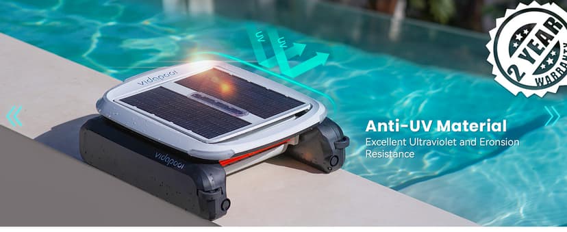 Solar Pool Skimmer Robot, Automatic Pool Surface Skimmer Cleaner, Dual Mode Solar Powered Pool Skimmer with Obstacle Avoidance, Day & Night Cleaning for All Swimming Pools-White