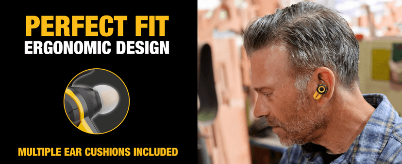 DEWALT Heavy Duty Bluetooth Jobsite Pro X2 ANC True Wireless Earbuds, Active Noise Cancelling Work Earbuds, Turn Dial Controls, 10Hr Runtime (40+ w/Case), 4 EQ Modes, IP54
