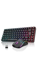 RedThunder 60% Wireless Gaming Keyboard & Mouse Combo with Rechargeable Battery, Ultra-Compact Small RGB Mechanical Feel Keyboard, Ergonomic Lightweight Honeycomb Optical Mouse for Gaming/Business