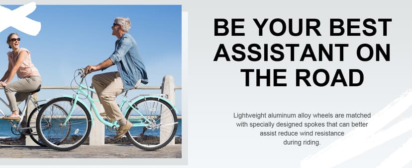 Women Bike, 26 Inch Beach Cruiser Bike, 7 Speed Commuter Bicycle with Ergonomic Upright Frame, Full Front & Rear Fenders (Green/Black/Red)