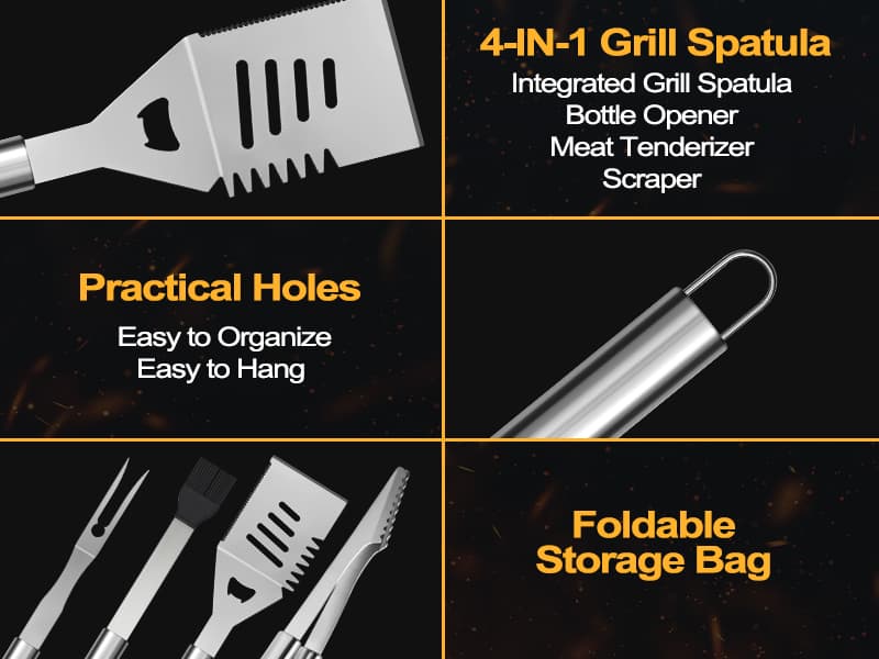 Retirement Gifts for Men, Retired Gifts for Men, Dad, Grandpa, Coworker, Teacher, Boss, Grilling Accessories, Heavy Duty Stainless Steel Grill Set BBQ Grill Tools for Outdoor Grill with Aluminum Case