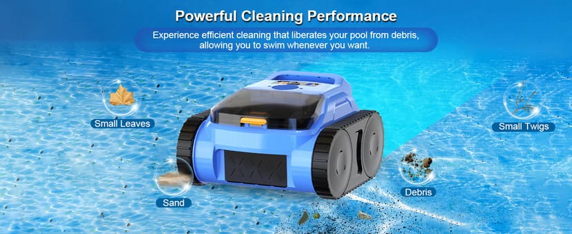 (2025 Upgrade) Pool Vacuum for Inground Pools, Robotic Pool Cleaner, Wall Climbing Pool Cleaner, Cleans Pool Floors, Drain & Walls & Waterline, Cleaning Up to 2100 Sq.ft, 180 Min
