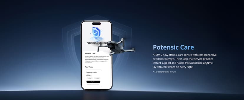 Potensic ATOM 2 Fly More Combo with RC PTD 1, Drone with Camera 4K, 8K Photo, 10KM Transmission, 96 Mins Flight, 3-Axis Gimbal, AI Track, Vertical Shooting, ND CPL Filter, RC Strap, Screen Protector