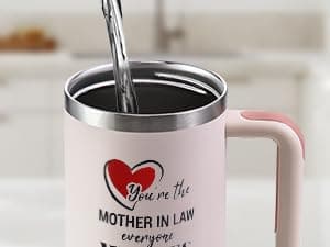 Mother in Law Tumbler with Handle 40oz Mothers Day Gift - Best Funny Mother in Law Mug Gifts for Birthday Mother's Day, Wedding, Valentine's, Christmas B0DS9TZLBC