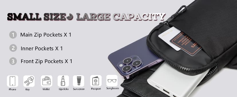 higouta Mini Sling Bag for Men Women, Small Crossbody Casual Utility Chest Phone Bag for Travel Workout