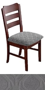 Genina 100% Waterproof Chair Covers for Dining Room Set of 4, Stretch Parson Chair Slipcovers for Kitchen Chairs, Washable Chair Protectors, Leaves-Warm Gray