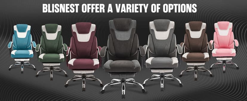 Massage Office Chair with Foot Rest,6-Point Vibration & Heat Executive Office Chairs,Ergonomic Computer Chair for Heavy People,Big and Tall Fabric Office Chair,Recliner with Padded Armrest,BlackGrey
