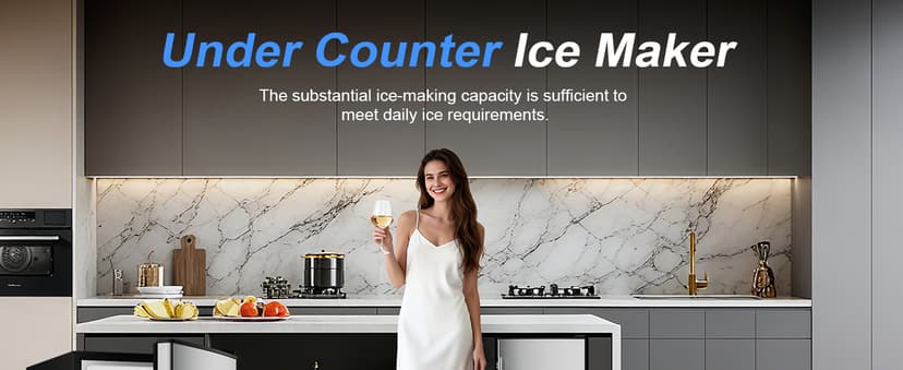 15'' Commercial Under Counter Ice Maker 110 LbS/Day Stainless Steel Ice Machine Built-in Freestanding Ice Maker with 30 Lb Bin Auto-Cleaning 24H Timer Gravity Drainage for Commercial Home