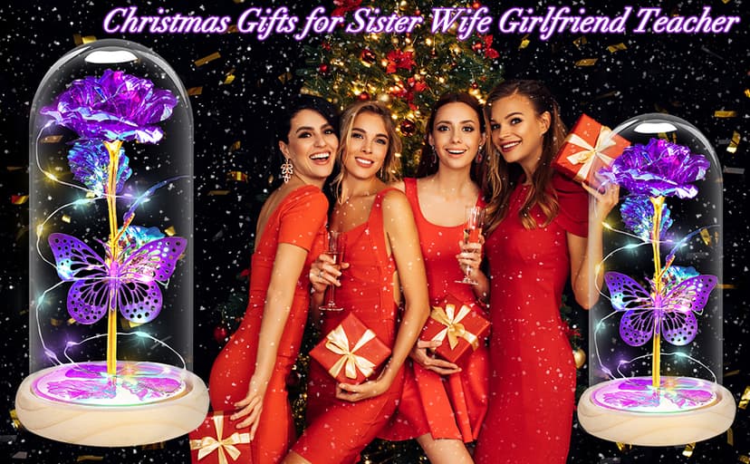 QUNPON Mothers Day Rose Gifts for Mom Flowers Rose Gifts for Women,Birthday Gifts for Women,Purple Butterfly Flowers for Mom Mother Day Flower Gifts from Daughter Son,Gift for Sister,Her,Grandma,Wife