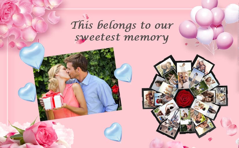 Explosion Gift Box - Photo Box, A Creative Six-sided Gift Box. Love Memory DIY Handmade Photo Album Scrapbook, A Surprising Boyfriend Birthday Gift, Ideal for Weddings, Christmas or Valentine's Day