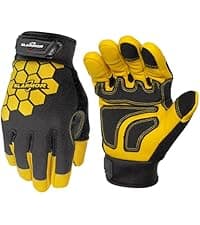 SLARMOR Mens Winter Leather Work Gloves, Warm Thinsulate Lining for Cold Weather Work, Thermal Insulated Work Gloves with Leather Palm,100 gram Insulation-L