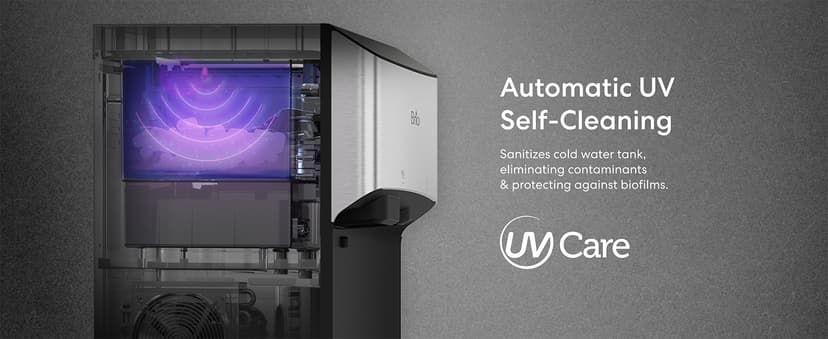 Brio 520 ICE Water Dispenser for 5 Gallon Bottle | Bullet Ice Maker Bottom Load Cooler | UV Self Cleaning, LED Touch Display with Digital Clock, Night Light, Child Safety Lock | 2X Fast Dispense
