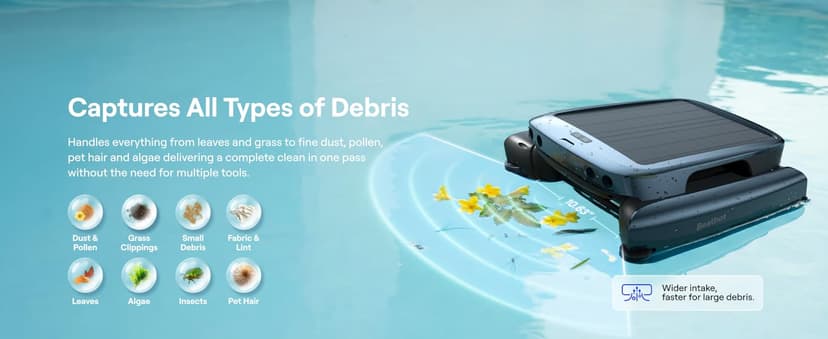 Beatbot iSkim Cordless Robotic Pool Skimmer with 9L Filter Basket, 24/7 Cleaning Solar Powered, 10000mAh Battery, 28-Hour Runtime, Auto Return, Smart Obstacle Avoidance, APP Control -Navy Blue