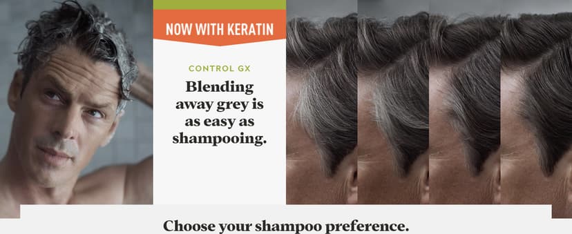 Just for Men Control GX Grey Reducing Shampoo, Gradual Hair Color with Keratin for Stronger Thicker and Healthier Looking Hair, 4 Fl Oz - Pack of 1 (Packaging May Vary)
