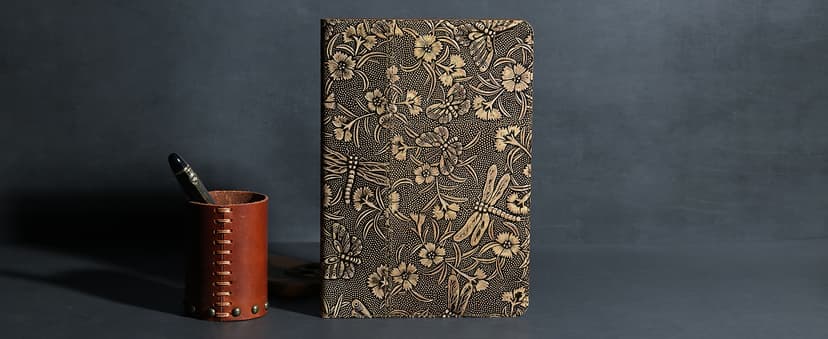 Gexmil Genuine Leather Case for iPad Pro 11 Inch (M5/M4) 2025/2024 with Pencil Holder,Protective Shockproof Leather Smart Folio Cover Adjustable Stand Auto Sleep/Wake Anti-Slip, Flower Brown