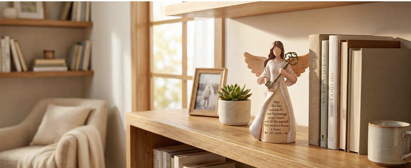 Handmade Resin with Gift-ready Package, Perfect Entryway Table Decor Symbolizing New Beginnings for Homeowner Women Friend Storieme Housewarming Angel Figurine, House Warming Gifts New Home B0G7Y6LMG4
