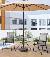 Yaheetech 26in Rocking Chair Outdoor Zero Gravity Folding Chairs Rocking Chairs Foldable Outdoor Reclining Lounge Chair for Outside Lawn with Cupholder/Pillow Ergonomic Design for Rest, Beige