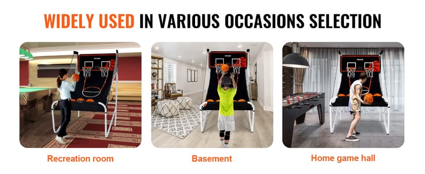 VEVOR Foldable Basketball Arcade Game, 2 Player Indoor Basketball Game, Home Dual Sport with 5 Balls, 8 Game Modes, Electronic Scoreboard, and Inflation Pump,Adults