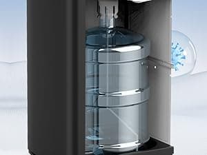 IKT Hot and Cold Water Cooler Built in Ice Maker Bottom Loading 5 Gallon, Bullet Ice 22lbs Per Day, LED Display, for Home or Office Black