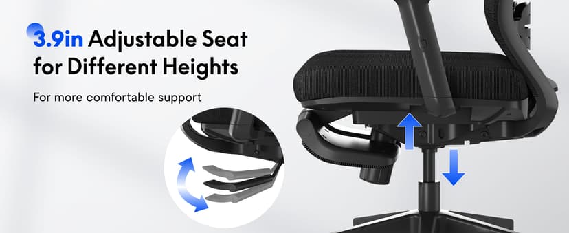 FLEXISPOT OC3 Cloud Ergonomic Office Chair with Footrest, High Back Computer Chair with Adjustable Lumbar Support/2D Headrest, Desk Chairs for Home Office Gaming Working, Black,Foam Seat,Cloud-F