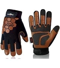 SLARMOR Mens Winter Leather Work Gloves, Warm Thinsulate Lining for Cold Weather Work, Thermal Insulated Work Gloves with Leather Palm,100 gram Insulation-L