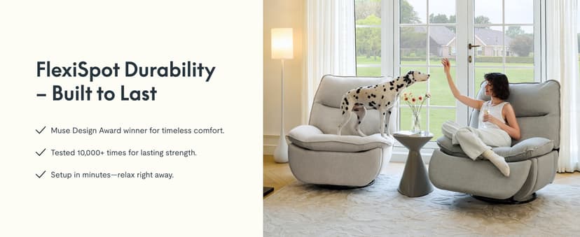 FLEXISPOT XRC7 Swivel Rocker Recliner Chair, 360° Swivel Oversized Armless Recliner Gaming Chair, Award-Winning Design with Premium PU Leather Upholstery for Living Room Gaming Room, Beige