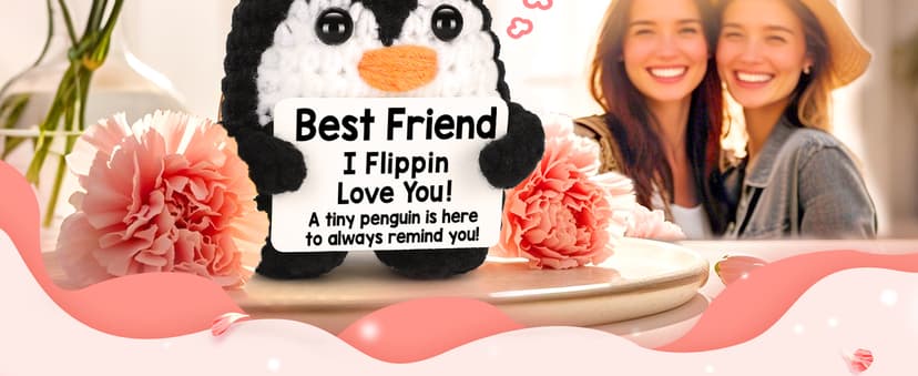 Best Friend Friendship Gifts for Women Birthday Christmas, Handmade Crochet Penguin Present for Best Friend, Funny for Birthday Christmas, Women Girl Friend Gifts Emotional