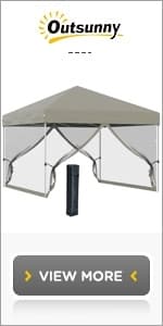 Outsunny 10 x 10 ft Pop Up Canopy Tent with Sidewalls, UPF50+ Outdoor Portable Instant Canopy Shelter with Carry Bag, Sandbags, Adjustable Height for Parties, Events, Camping, Light Gray