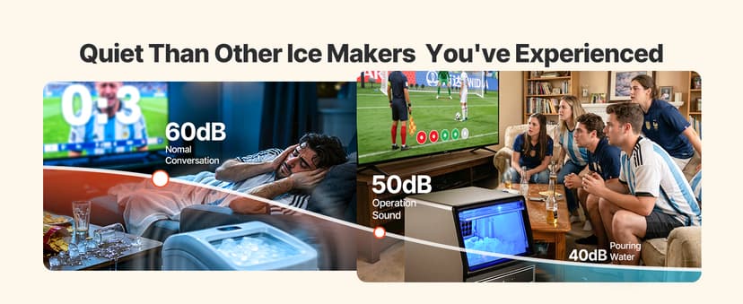 VEVOR Commercial Ice Maker Machine, 120 lbs/24H Ice Production, 33 lbs Storage Bin, 45 Cubes per Cycle, Stainless Steel Under Counter & Freestanding Ice Maker with LED Display, for Home Bar Restaurant