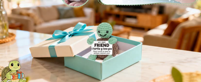 Mini Funny Turtle Best Friend Friendship Gifts for Women Men, Birthday Gifts for Friends Female Male Girls, I Love You Small Cute Stuff Things, Handmade Emotional Positive Crochet Turtle