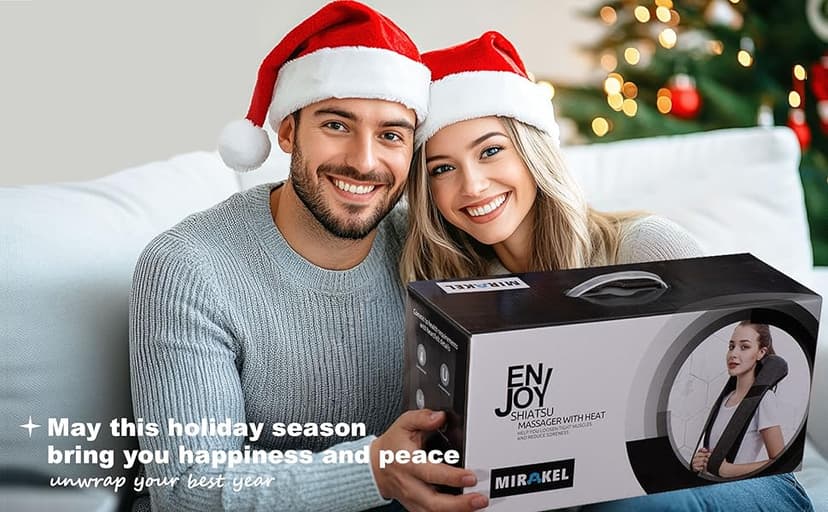 Ergonomic 3D kneading nodes, corded design, auto shutoff, Christmas ideal gifts for relaxing use at home, office, or travel Mirakel Heat Neck Massager for Pain Relief Deep Tissue - Gift for Women Men B07WJSY2G8