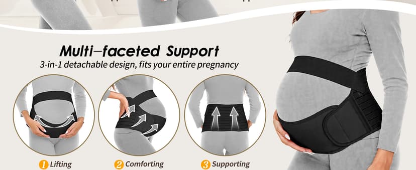 Pregnancy Support Belt Maternity Belly Band Pregnancy Belly Support Bands for Back/Pelvic/Hip Pain (M, Black) Maternity Belt Pregnancy Belly Band 3 in 1 Support Belt for Pregnant Women B09PZ5PSXW