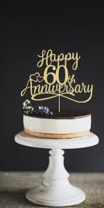 Sleyberoy golden Glitter Happy 50th Anniversary Cake Toppers -Wedding Anniversary Party Decorations, 50th Wedding Anniversary, Company Anniversary Party, Birthday Party Decorations