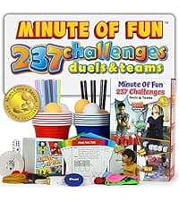 Funwares Minute of Fun Game - Minute to Win It Games for Kids, Adults, Teens, Families, Game Night, Gift for Home, Birthdays, or Travel. 2-12 Players! Original - 237 Challenges