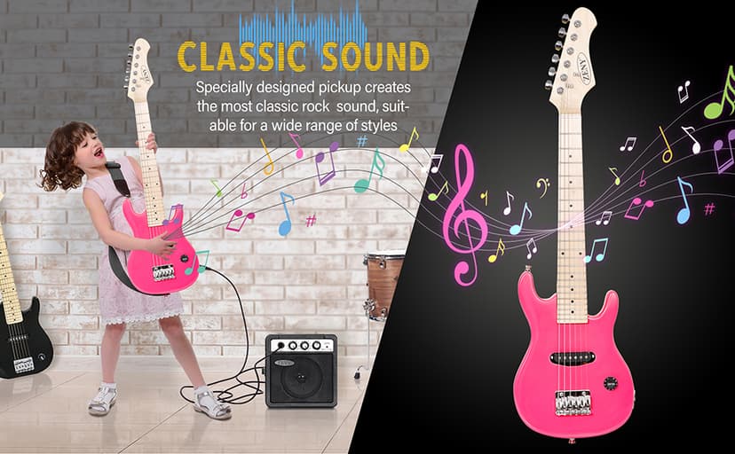 ZENY 30 inch Kids Electric Guitar with 5w Amp, Gig Bag, Strap, Cable, Strings and Picks Guitar Combo Accessory Kit, Blue