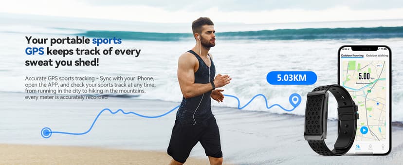 Smart Bracelet, Wearable Activity & Fitness Tracker Band, 24H Sleep Tracker, All-Day Continuous Heart Rate Blood Pressure Stress HRV Monitor, 173 Sport Modes Smart Wristband with Free APP Black