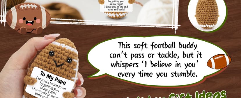 Positive Handmade Crochet Dad Gifts, Funny Small Gift for Dads, I Love You Papa Gift Idea, Unique Football Doll for Bonus Dad BiuNiuring Papa Fathers Christmas Birthday Gifts from Daughter Son Wife B0GDFSDRNZ
