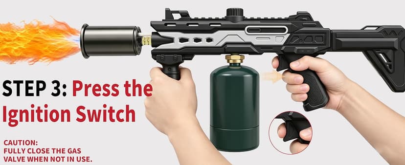 Powerful Propane Torch Gun, Gift for Men Dad, Culinary Blow Kitchen Cooking Torch for Steak Searing, Campfire Charcoal Starter for Blackstone Griddle Accessories (Tank Not included) Black Silver B0GY8KPHDB