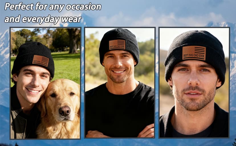 Best Dog Dad Ever Gifts American Flag Leather Animal Lovers Beanie Hat Christmas Stocking Stuffers Birthday Gifts