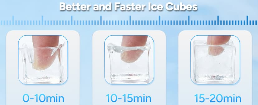 Countertop Ice Maker, 45Lbs/Day Clear Ice Cube Maker with Self-Priming Water Supply, 24 Cubes Ready in 13 Mins, 6 Ice Thickness Levels, Stainless Steel Ice Maker Machine for Home Kitchen Office Bar