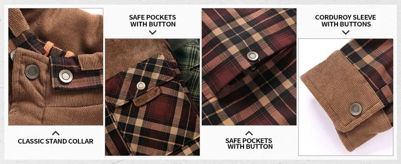 Gihuo Men's Long Sleeve Sherpa Lined Shirts Outdoor Warm Flannel Plaid Jacket Button Down Fleece Coats B0D8J55BZW