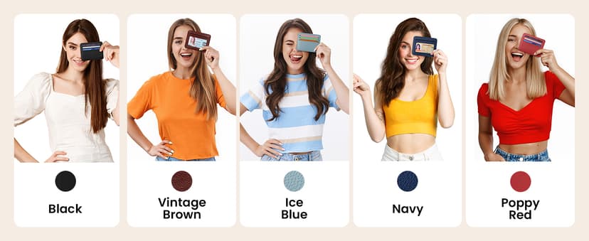 Mayski Credit Card Holder for Women Minimalist Wallet, RFID Blocking Wallets Card Cases, Small Wallets with ID Window for Women Men, Black