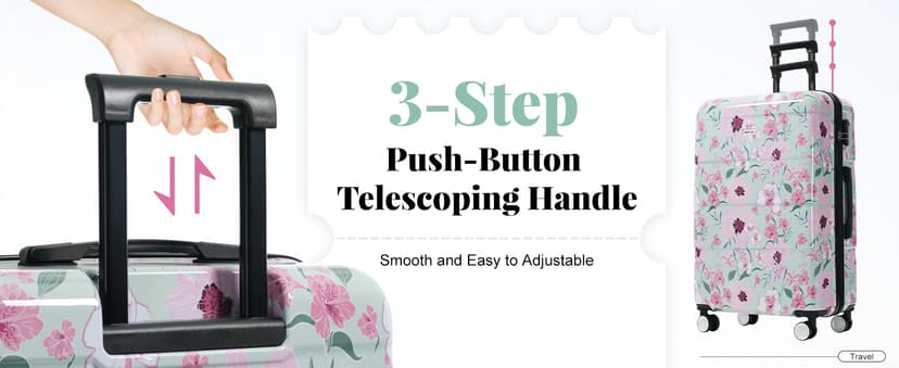 Merax 5 Piece Luggage set of printing hard shell suitcases with Double Spinner Wheels Suitcase with Lock 8" 14" 20" 24" 28"