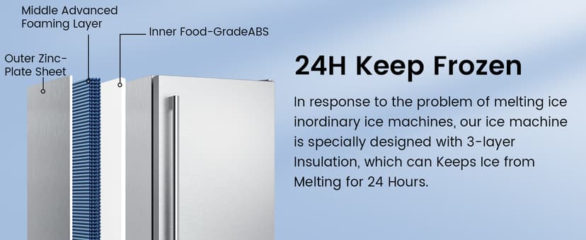 Undercounter Nugget Ice Maker,Commercial Nugget Ice Machine,66 lbs/Day,Built-in or Freestanding with Self-Cleaning,24-Hour Timer,Stainless Steel Ice Maker for Bars, Cafes, Businesses