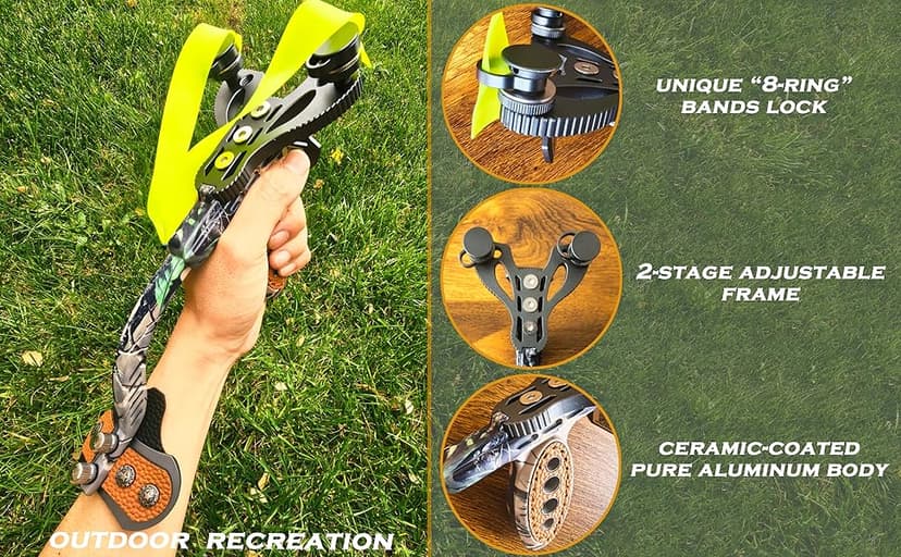 Heavy Duty Hunting Slingshot, Wrist Rocket Slingshot with Arm Support, Professional Shooting Sling Shot for Adults, Competition Catapult.