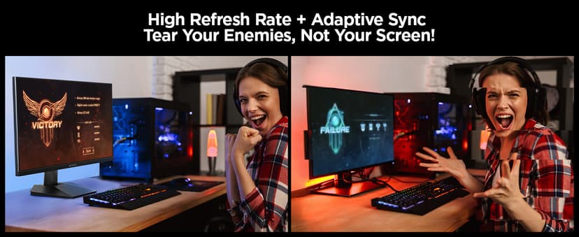 KOORUI 24" Gaming Monitor,180Hz 1ms Fast IPS Monitor, 1440P HDR400 Display, 90% DCI-P3 Color Gamut, Adaptive Sync, Slim Frame, VESA Mountable, HDMI 2.0, DP 1.4, G2421V