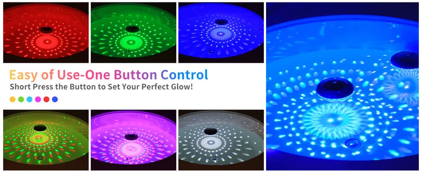 FirstE Solar Floating Pool Lights, RGB Color Changing Pool Floating Light, IP68 Waterproof LED Solar Pool Lights That Float, Hangable Auto ON Off for Above In Ground Pools Wedding Party Decoration (2)